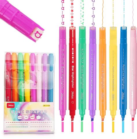 Amazon Hyuoile Colored Curve Highlighter Pen Set With 8 Different