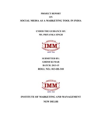 SOCIAL MEDIA AS A MARKETING TOOL IN INDIA PDF