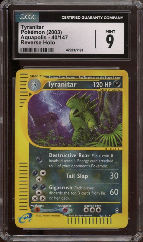 Pokemon Tyranitar Aquapolis Reverse Holo Rare Cgc Mint Ebay