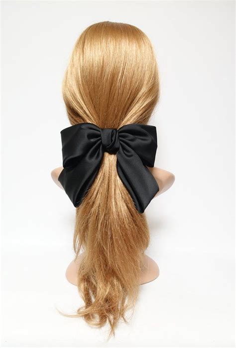 Silk Satin Big K Bow Barrette Glossy Satin Women Hair Accessory For Women Satinhairbow