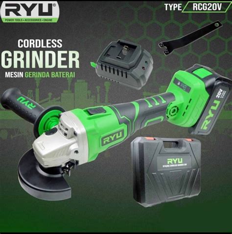 MESIN GERINDA BATREY TEKIRO RYU RCG20V BATERAI CORDLESS RYU GRINDER 20V