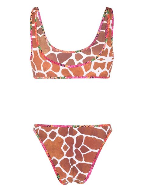Reina Olga Coolio Bikini Mit Giraffen Print Braun FARFETCH DE