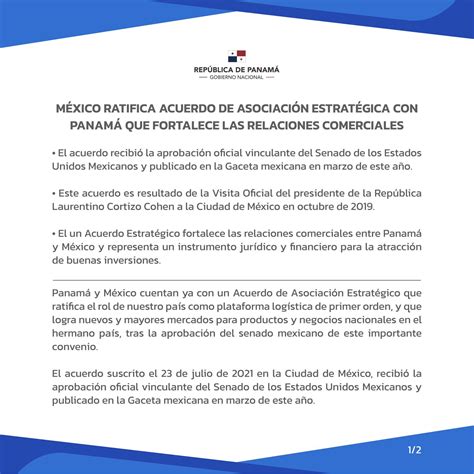 México ratifica Acuerdo de Asociación Estratégica con Panamá que