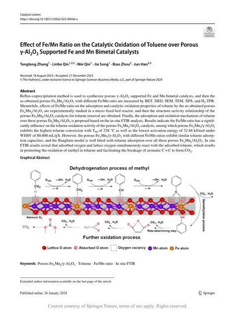 Effect Of Fe Mn Ratio On The Catalytic Oxidation Of Toluene Over Porous