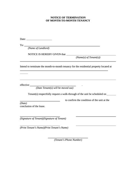 30 Day Notice Template