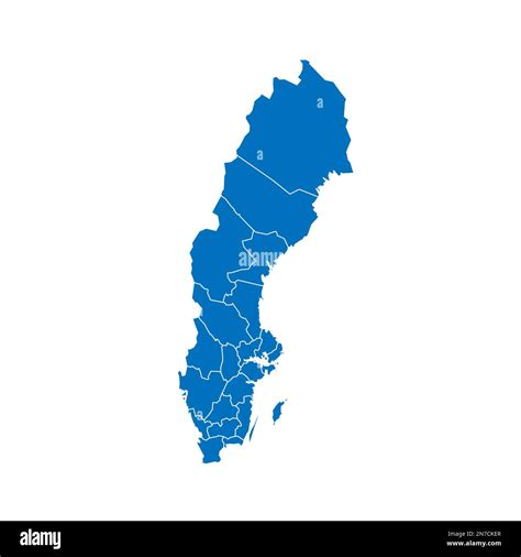 Sweden Political Map Of Administrative Divisions Counties Solid Blue