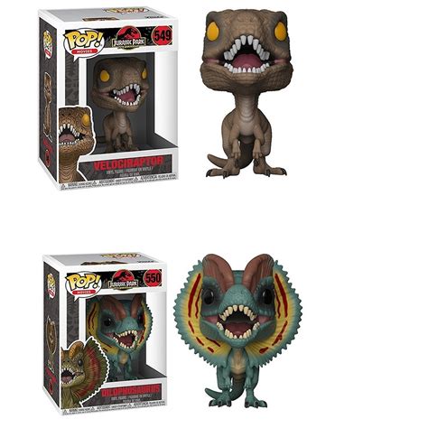 Funko Pop 549 550 Movies Jurassic Park Dilophosaurus Velociraptor