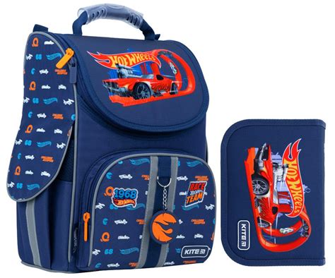 ᐉ Набір рюкзак шкільний Kite Education Hot Wheels каркасний та пенал Краща ціна в