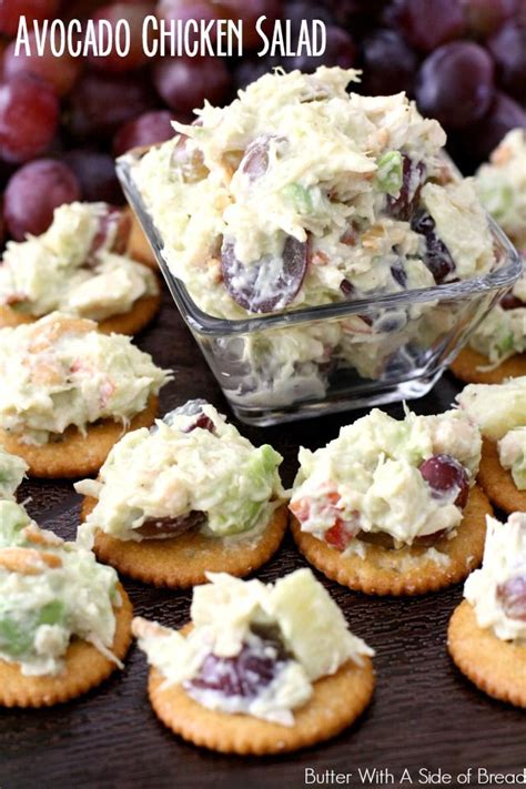 Avocado Chicken Salad Topped Ritz® Crackers Butter With A Side Of Bread Cooking Recipes