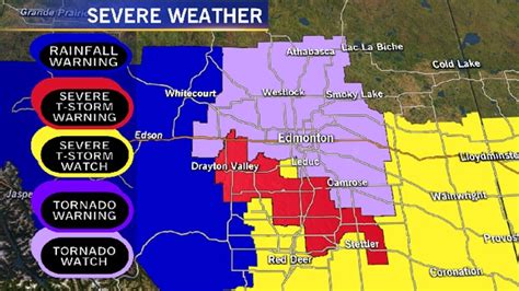 Tornado Watch Upgraded To Warning For Leduc County Heading Towards Se