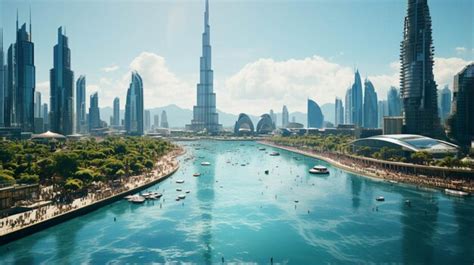 Premium AI Image | Aerial view of The Dubai Fountain