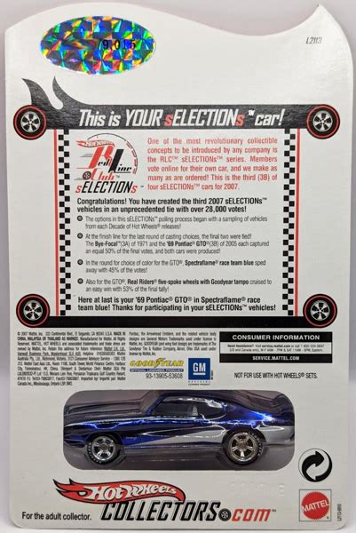2007 Hot Wheels 69 Pontiac GTO RLC Exclusive Release SELECTIONs