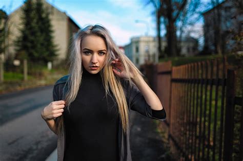 Long Hair Face Black Clothing Libor Pawlas Blonde Women Women