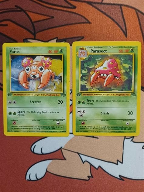 St Edition Paras And Parasect Wotc Jungle Pokemon Cards Values Mavin