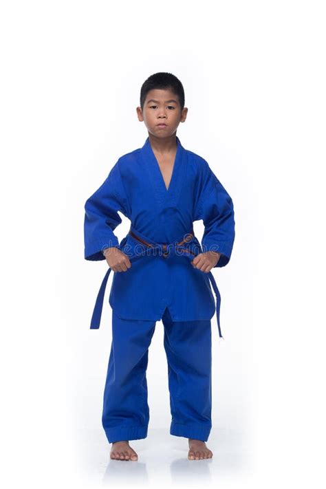 Master Blue II Belt TaeKwonDo Kid Athletes Uniform Stock Image - Image ...