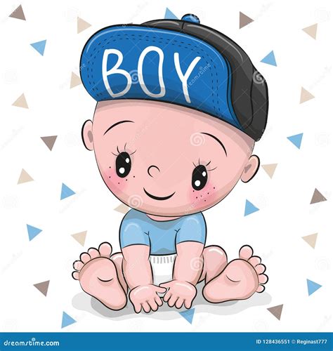 Cute Cartoon Baby Boy in a Cap Stock Vector - Illustration of boys ...