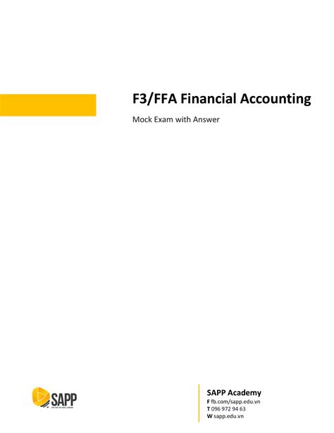 Sapp Academy F3 Acca Mock Exam With Answer F3ffa Financial