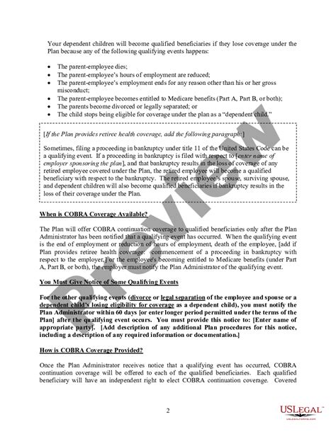 Virgin Islands Model General Notice Of Cobra Continuation Coverage