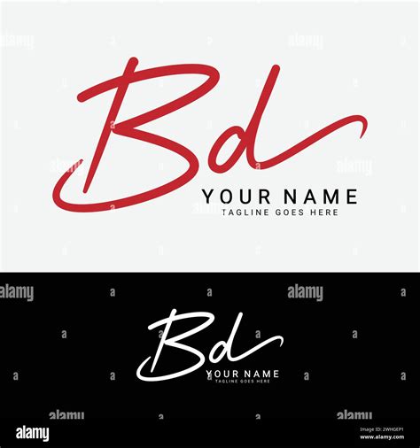 B D Bd Initial Letter Logo Alphabet Bd Handwritten Signature Logo