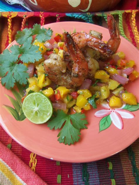 Grilled Caribbean Jerk Shrimp With Grilled Mango Pineapple Salsa