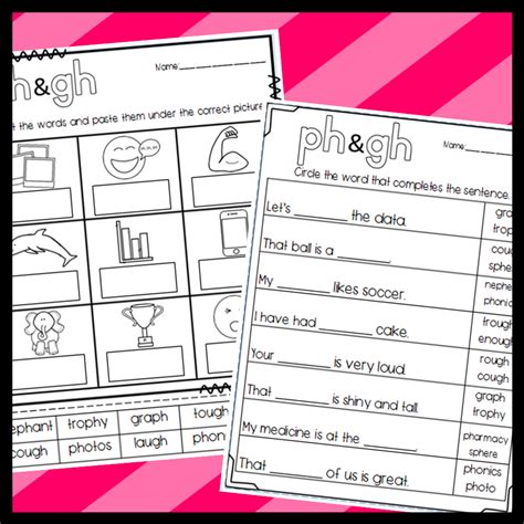 PH And GH Worksheets Cut And Paste Sorts Cloze Read And Draw And