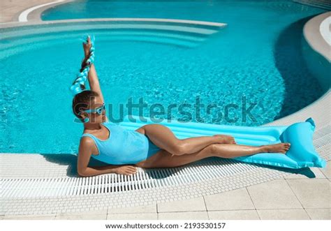 Beautiful Sexy Model Blue Bikini Brunette Stock Photo 2193530157