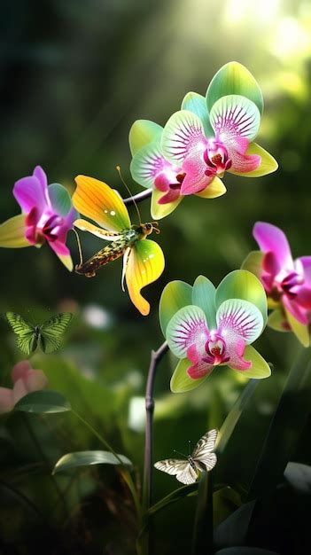 Premium AI Image | A butterfly on an orchid with a butterfly on it