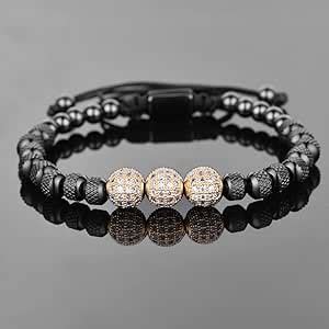 Amazon Luxury Men Bracelets Pave Setting Blue Cz Beads Mm