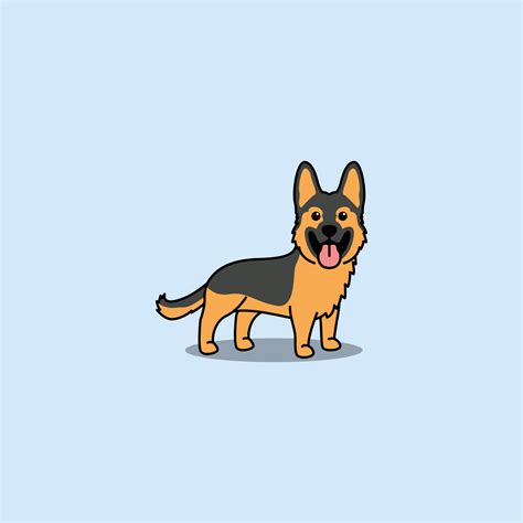 Cute German Shepherd Dog Cartoon, Vector Illustration, 51% OFF