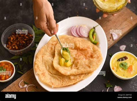 Puri Bhaji North India Poori Is Breakfast Food A Deep Fried Bread Made