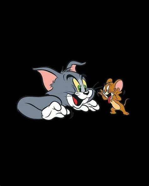 an animated cat and mouse face to face on a black background with the ...