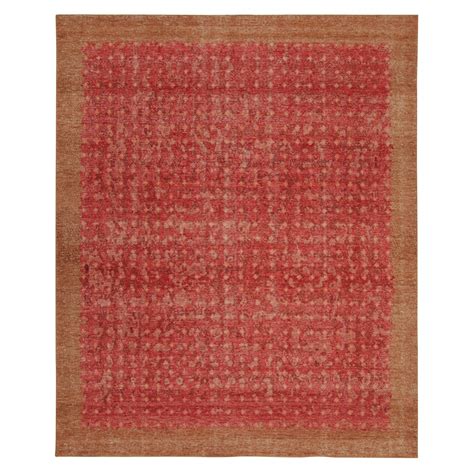 Rug and Kilim’s Distressed Style Transitional Rug in Red Geometric
