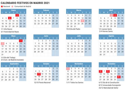 Calendario Laboral Madrid Festivos Y Puentes Madrid