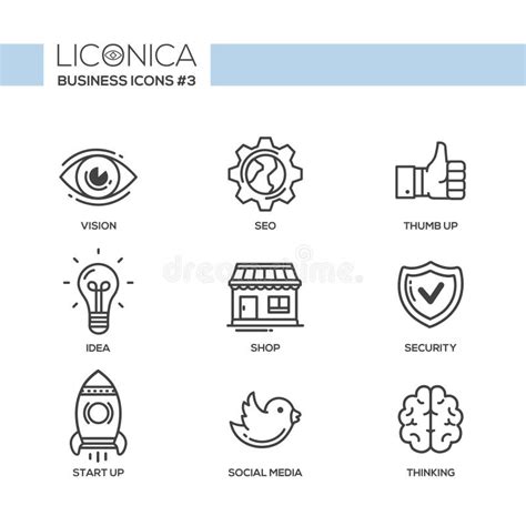 L Nea Moderna Iconos Planos Del Dise O Pictogramas De La Oficina Y De