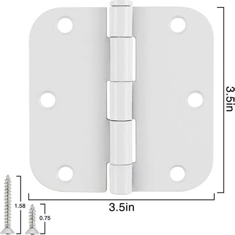 3.5-inch Matte White Door Hinges with Round Corners