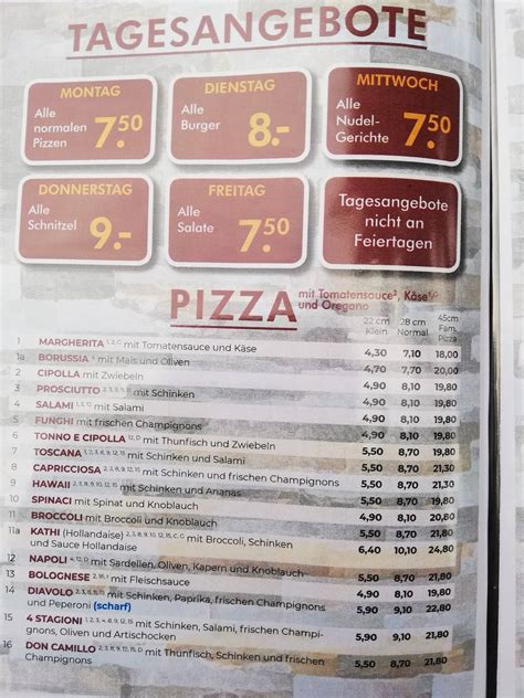 Speisekarte Von Brechtener Pizzeria Dortmund Dortmund