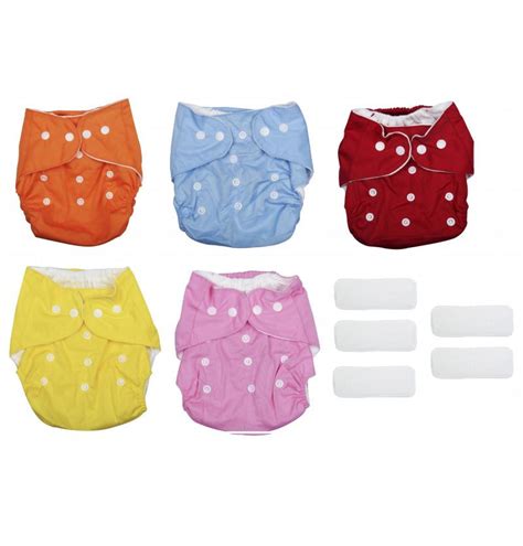 Free Size Reusable Cloth Diapers Combo Set of 5 with insert pad snap button