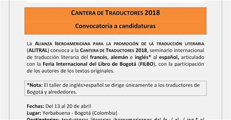 círculo de traductores Cantera de Traductores 2018 convocatoria abierta