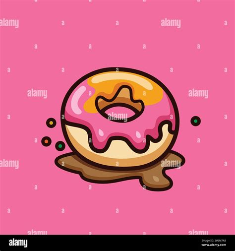 Colorful Doughnut Food Vector Illustration Sweet Food Flat Style Icon