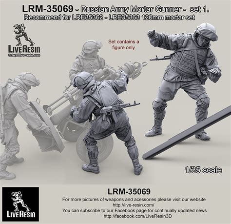 ライブレジン LRM 35069 1 35 現用 ロシア陸軍 迫撃砲手 セット1 LRE35362 LRE35363 120mm迫撃砲用