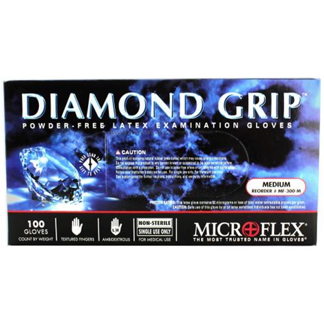 Ansell Microflex Large Diamond Grip Pf Latex Exam Gloves Mf 300 L