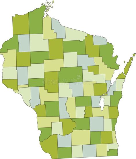 Mapa Pol Tico Editable Detallado Con Capas Separadas Wisconsin