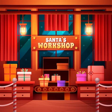 Premium Vector Realistic Christmas Santa Workshop Illustration