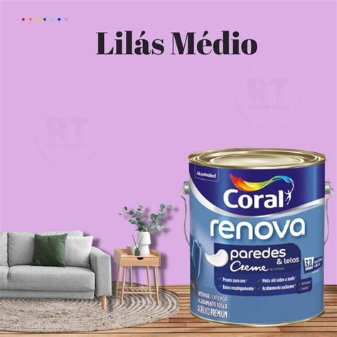 Tinta Para Parede Acrílica Coral Renova Cor Roxo 3 2l Lavável Premium