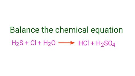 H2s Cl H2o Hcl H2so4 Balance The Chemical Equation Mydocumentary838 Youtube