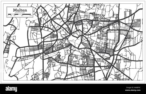 Multan Pakistan City Map in Retro Style in Black and White Color. Outline Map. Vector ...