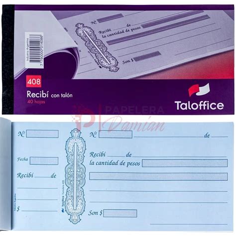 Recibo Recibi Mediano Con Talon Tal Office