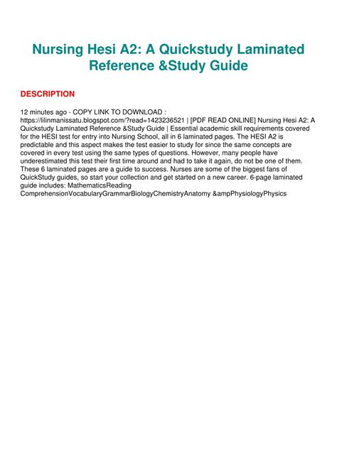 Ppt Pdf Book Download Nursing Hesi A2 A Quickstudy Laminated