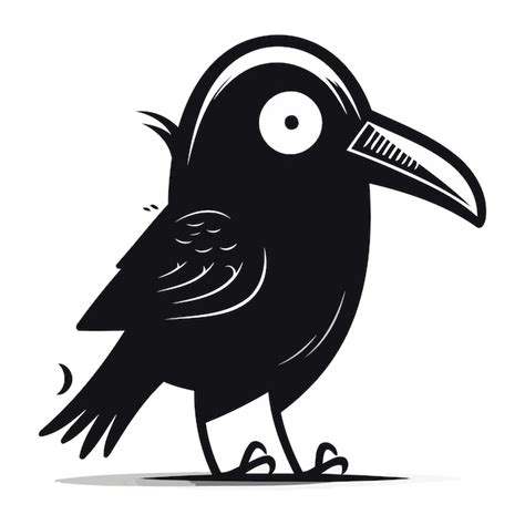 Premium Vector Cute Cartoon Black Crow Isolated On White Background