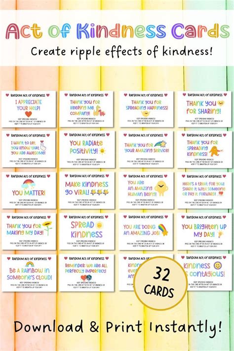 Random Act Of Kindness Cards Printable Act Of Kindness Cards Pay It